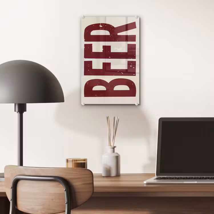 Glas schilderij - Japandi - Beer - Red - Retro — 7