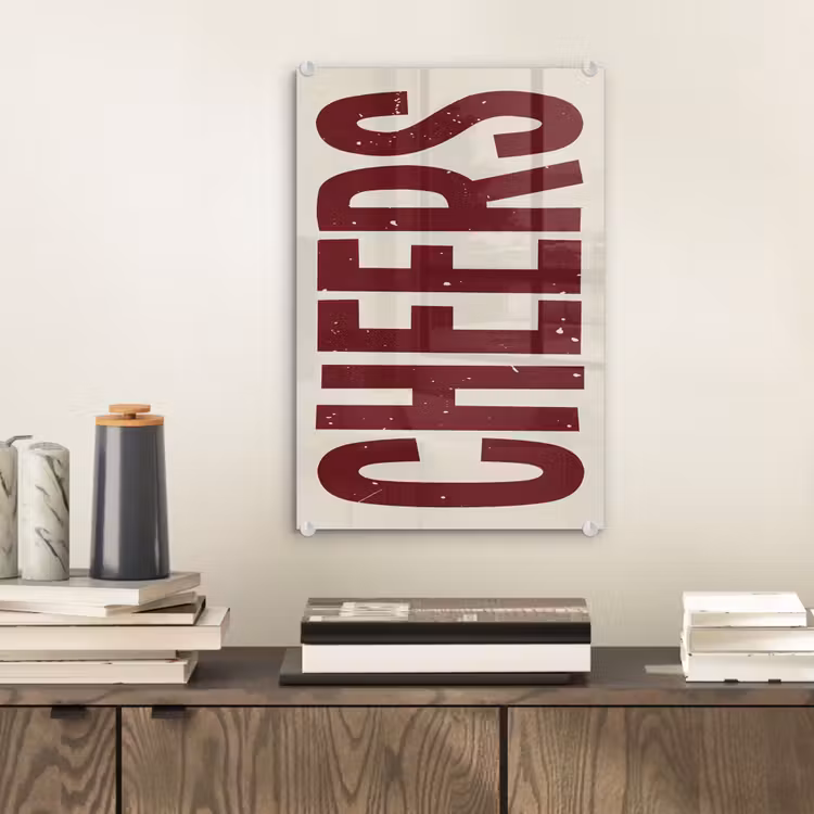 Glas schilderij - Red - Cheers - Decoratie - Beige — 2