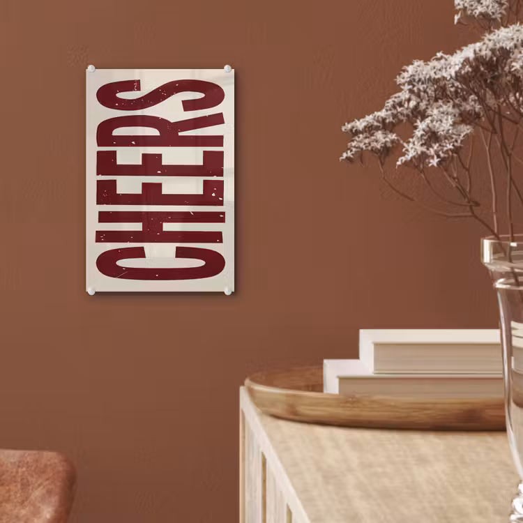 Glas schilderij - Red - Cheers - Decoratie - Beige — 6