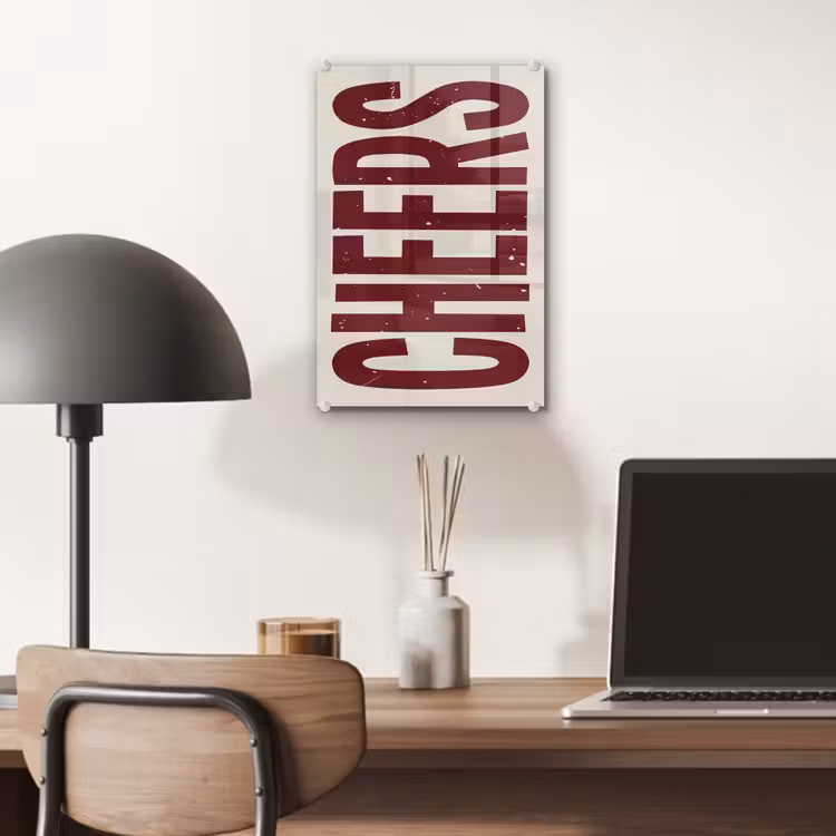 Glas schilderij - Red - Cheers - Decoratie - Beige — 7