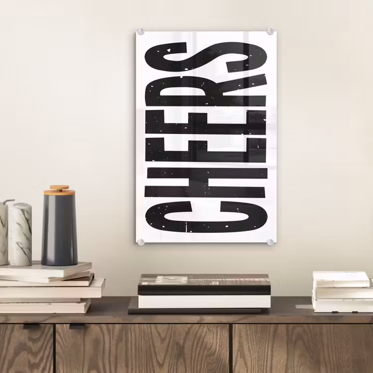 Glas schilderij - Retro - Cheers - Zwart - Decoratie — 2