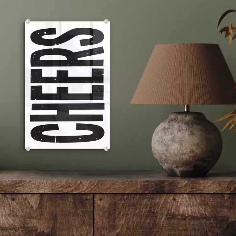 Glas schilderij - Retro - Cheers - Zwart - Decoratie — 4