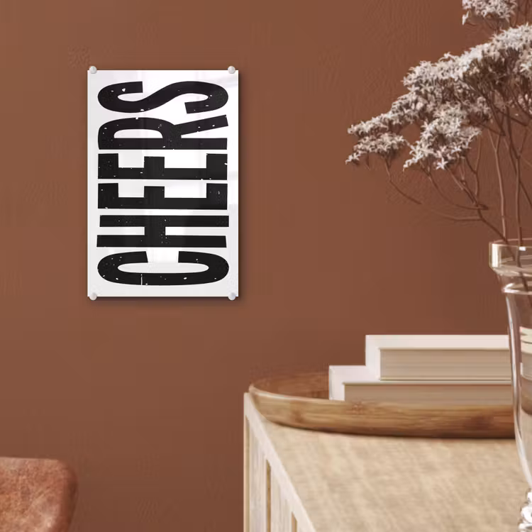 Glas schilderij - Retro - Cheers - Zwart - Decoratie — 6