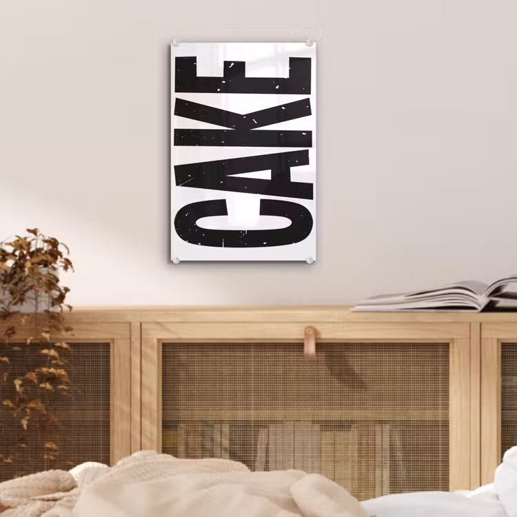 Glas schilderij - Zwart - Cake - Eten - Decoratie — 5
