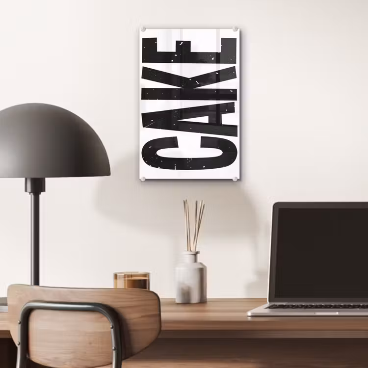 Glas schilderij - Zwart - Cake - Eten - Decoratie — 7