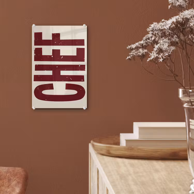Glas schilderij - Chef - Rood - Japandi - Vintage — 6