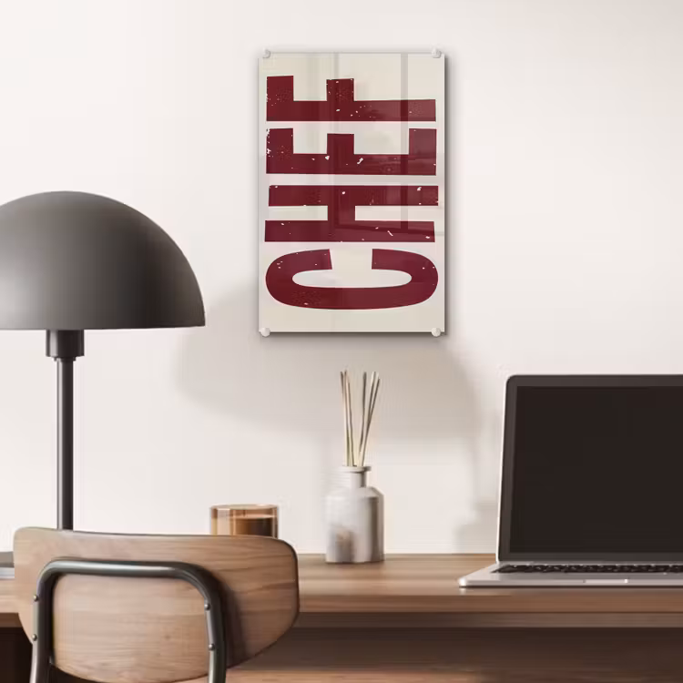 Glas schilderij - Chef - Rood - Japandi - Vintage — 7