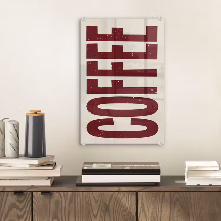 Glas schilderij - Koffie -Japandi - Rood - Vintage — 2