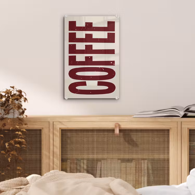 Glas schilderij - Koffie -Japandi - Rood - Vintage — 5