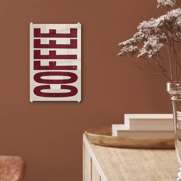 Glas schilderij - Koffie -Japandi - Rood - Vintage — 6