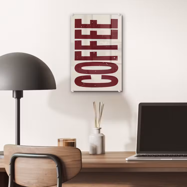 Glas schilderij - Koffie -Japandi - Rood - Vintage — 7