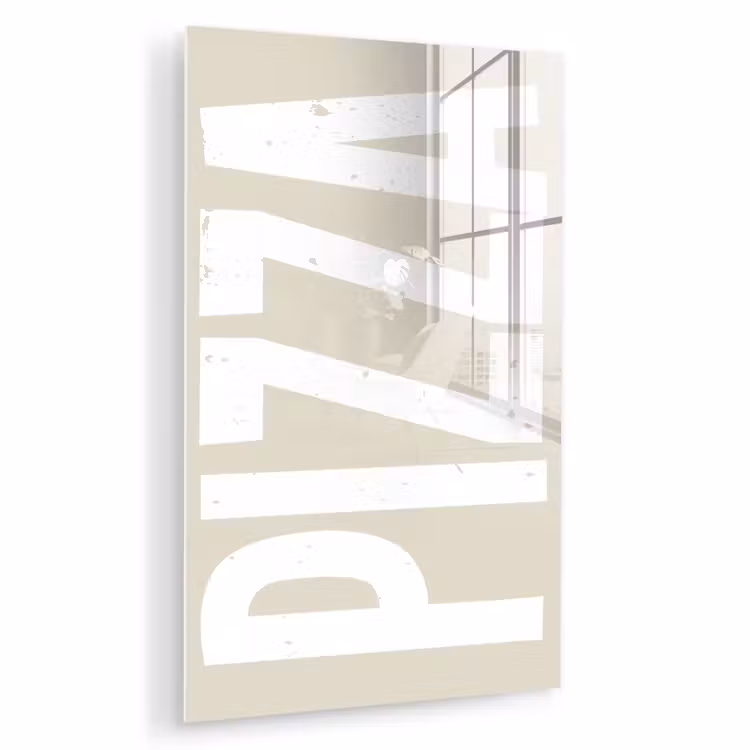 Glas schilderij - Pizza - Decoratie - Japandi - Wit — 1
