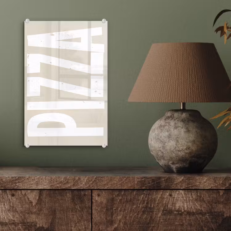 Glas schilderij - Pizza - Decoratie - Japandi - Wit — 4