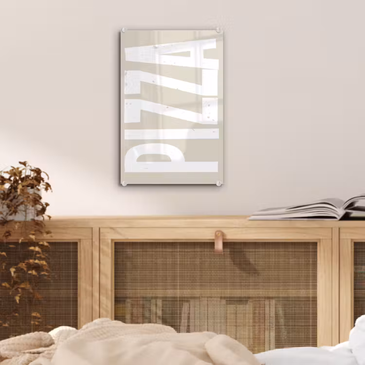 Glas schilderij - Pizza - Decoratie - Japandi - Wit — 5