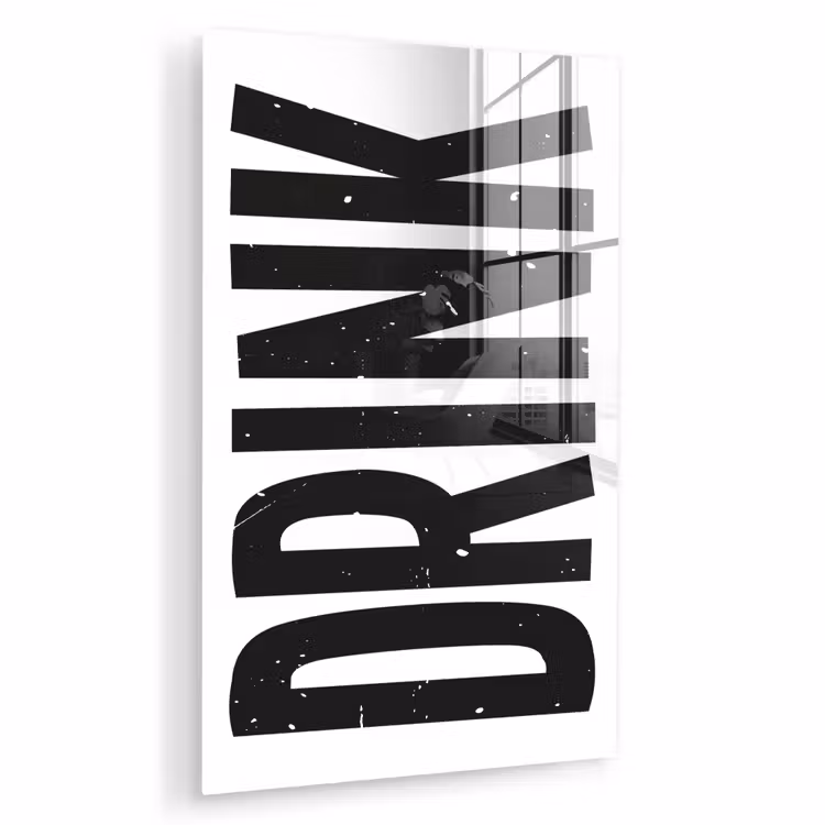 Glas schilderij - Drink - Zwart - Wit - Decoratie — 1