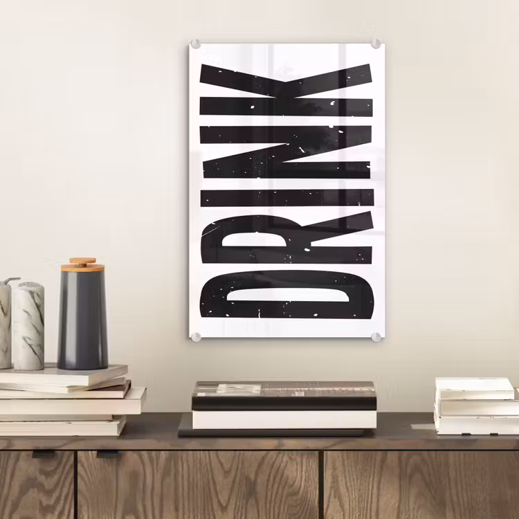 Glas schilderij - Drink - Zwart - Wit - Decoratie — 2