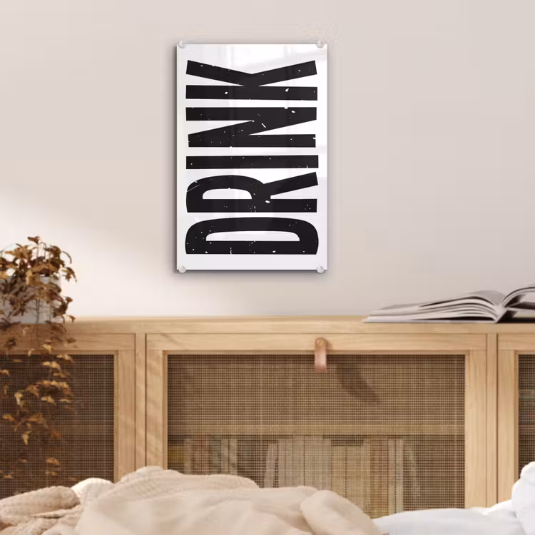 Glas schilderij - Drink - Zwart - Wit - Decoratie — 5