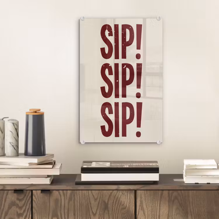 Glas schilderij - Japandi - Vintage - Decoratie - Rood — 2