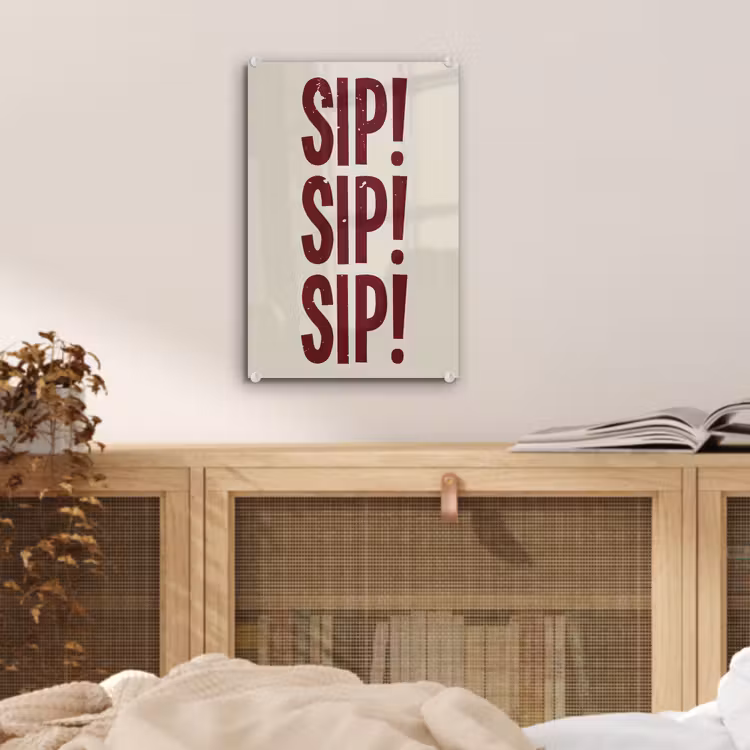 Glas schilderij - Japandi - Vintage - Decoratie - Rood — 5