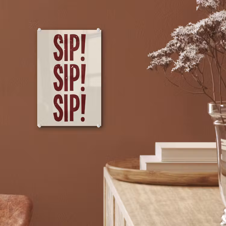 Glas schilderij - Japandi - Vintage - Decoratie - Rood — 6