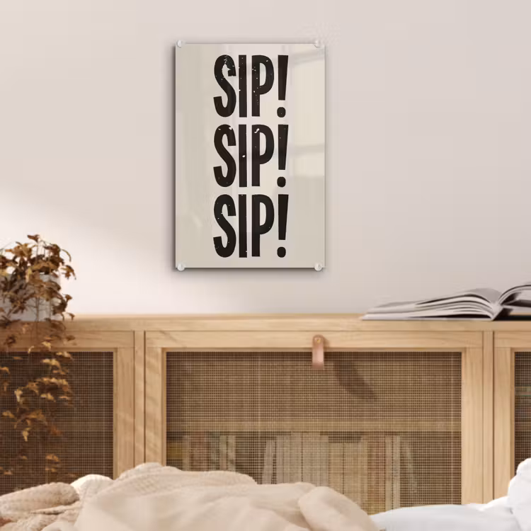 Glas schilderij - Japandi - Zwart - Decoratie - Vintage — 5