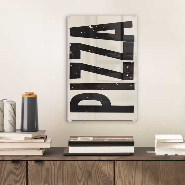 Glas schilderij - Pizza - Decoratie - Japandi - Vintage — 2