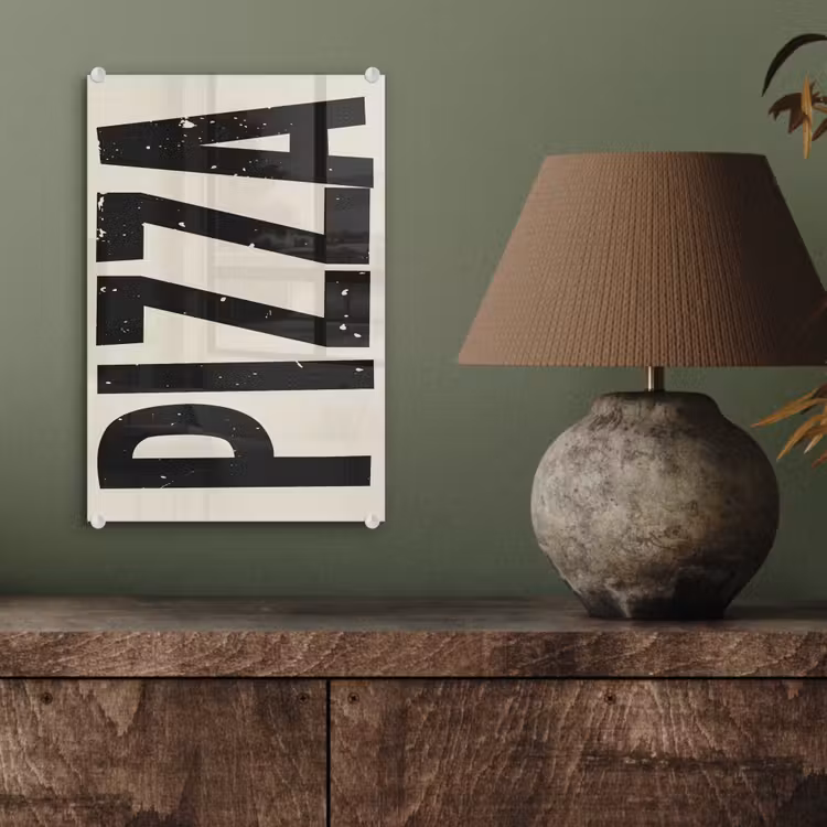 Glas schilderij - Pizza - Decoratie - Japandi - Vintage — 4