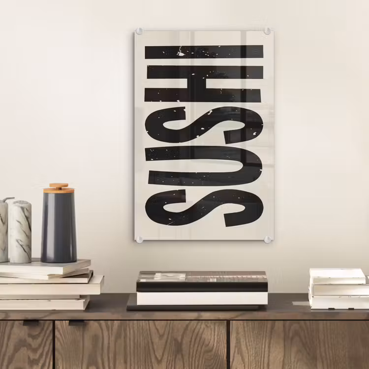 Glas schilderij - Zwart - Sushi - Japandi - Vintage — 2