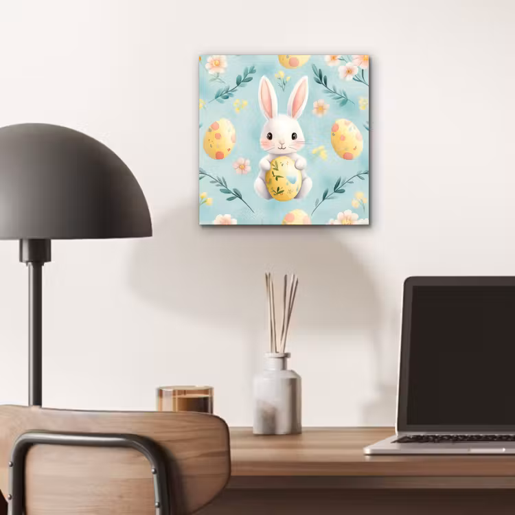 Aluminium schilderij - Konijn - Eieren - Takjes — 6