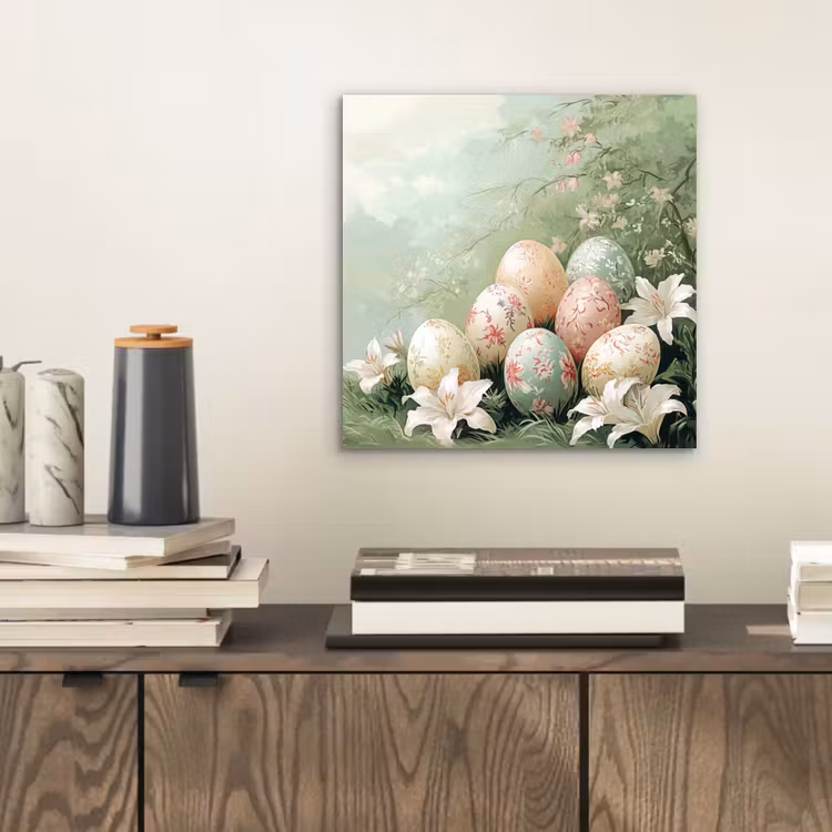 Aluminium schilderij - Paaseieren - Pasteltinten - Bloemen — 2