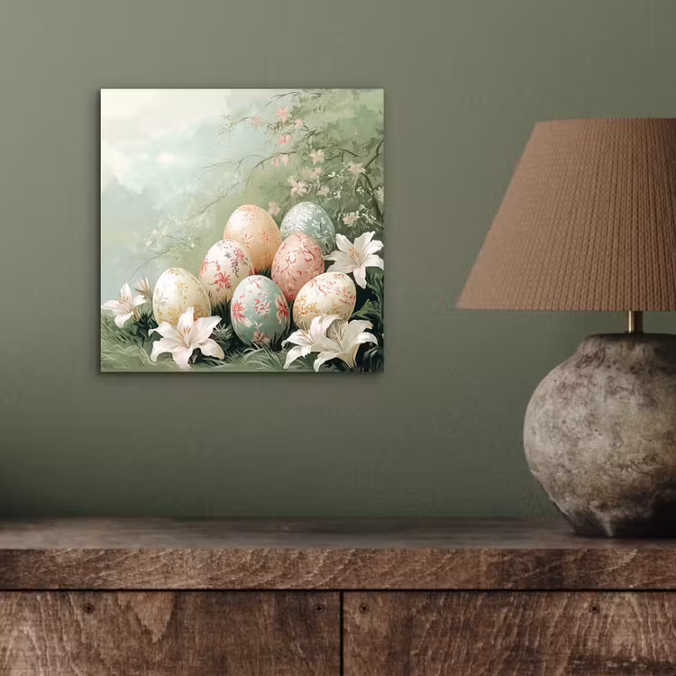 Aluminium schilderij - Paaseieren - Pasteltinten - Bloemen — 3