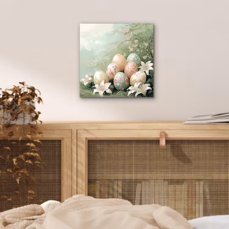 Aluminium schilderij - Paaseieren - Pasteltinten - Bloemen — 4