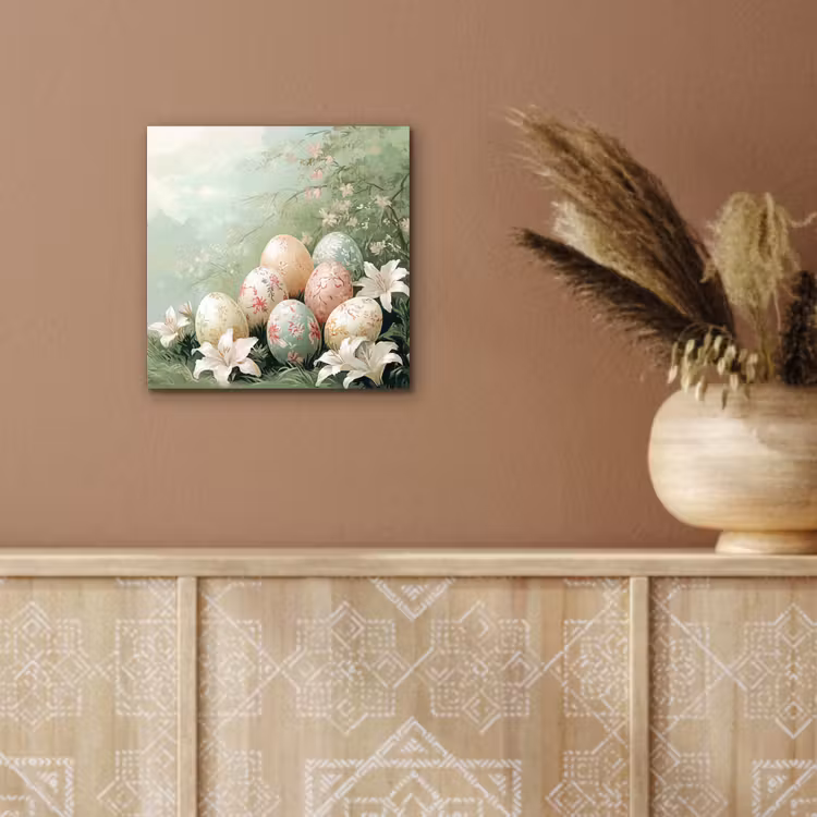 Aluminium schilderij - Paaseieren - Pasteltinten - Bloemen — 5