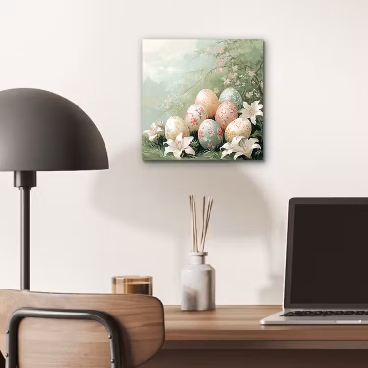 Aluminium schilderij - Paaseieren - Pasteltinten - Bloemen — 6