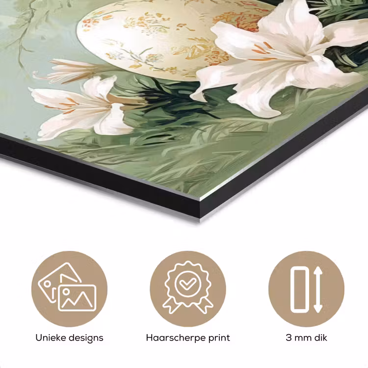 Aluminium schilderij - Paaseieren - Pasteltinten - Bloemen — 7
