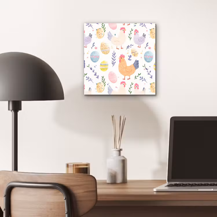 Aluminium schilderij - Patroon - Kip - Paaseieren — 6