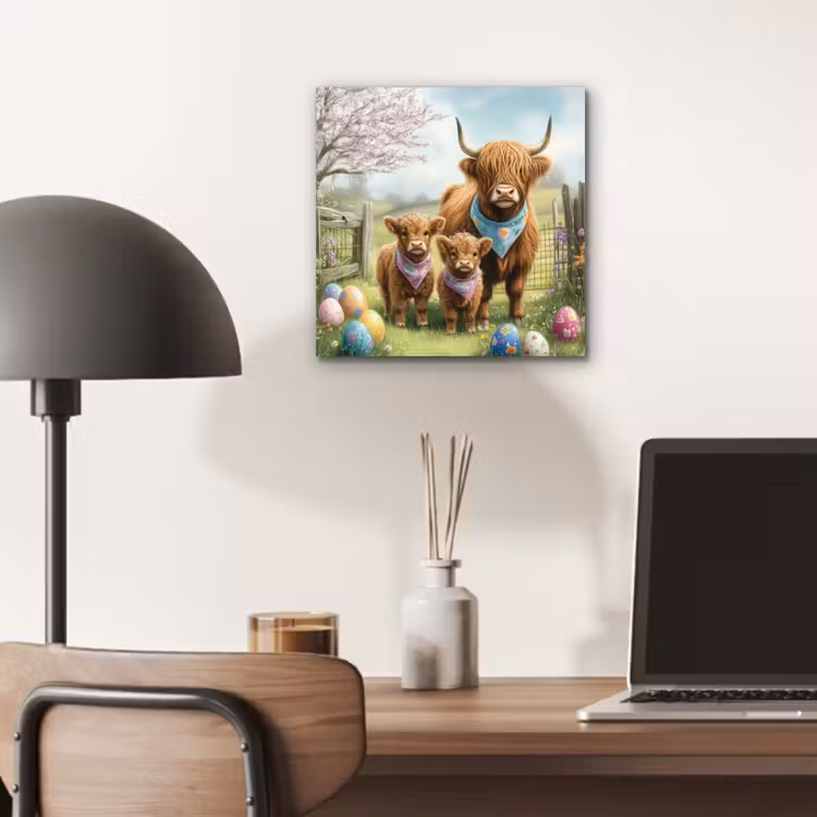 Aluminium schilderij - Schotsehooglanders - Paaseieren - Lente — 6