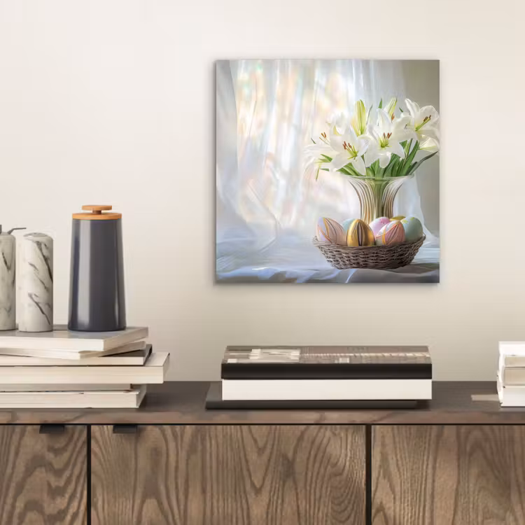 Aluminium schilderij - Vaas - Eieren - Bloemen — 2