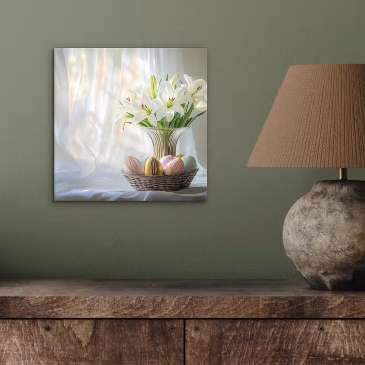 Aluminium schilderij - Vaas - Eieren - Bloemen — 3