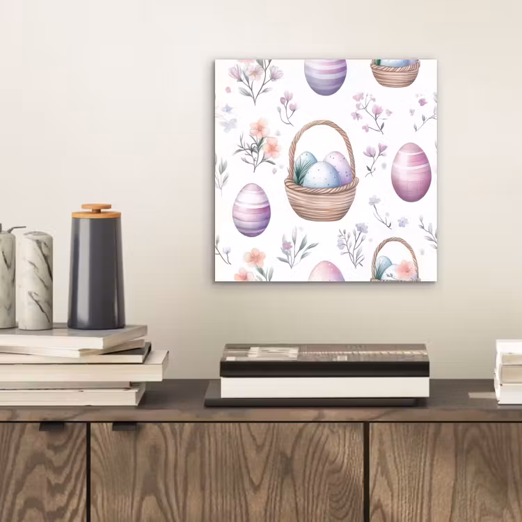 Aluminium schilderij - Bloemen - Paaseieren - Patroon — 2