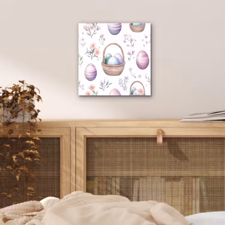 Aluminium schilderij - Bloemen - Paaseieren - Patroon — 4