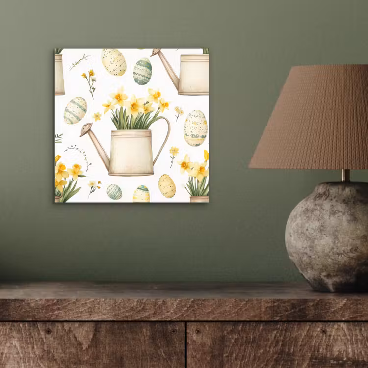 Aluminium schilderij - Gieter - Bloemen - Eieren — 3