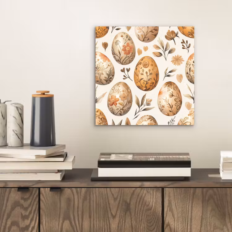 Aluminium schilderij - Paaseieren - Bruin - Bloemen — 2