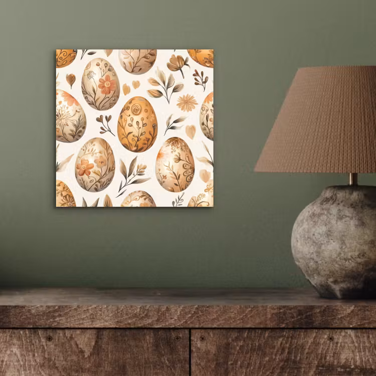 Aluminium schilderij - Paaseieren - Bruin - Bloemen — 3