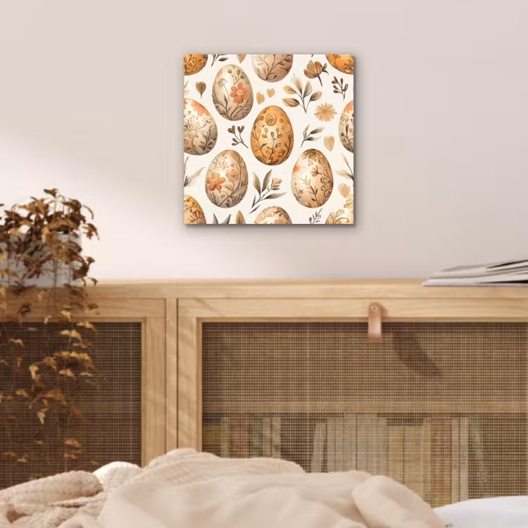 Aluminium schilderij - Paaseieren - Bruin - Bloemen — 4