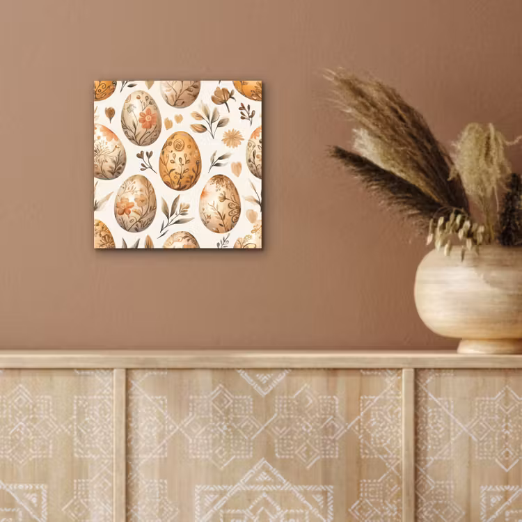 Aluminium schilderij - Paaseieren - Bruin - Bloemen — 5