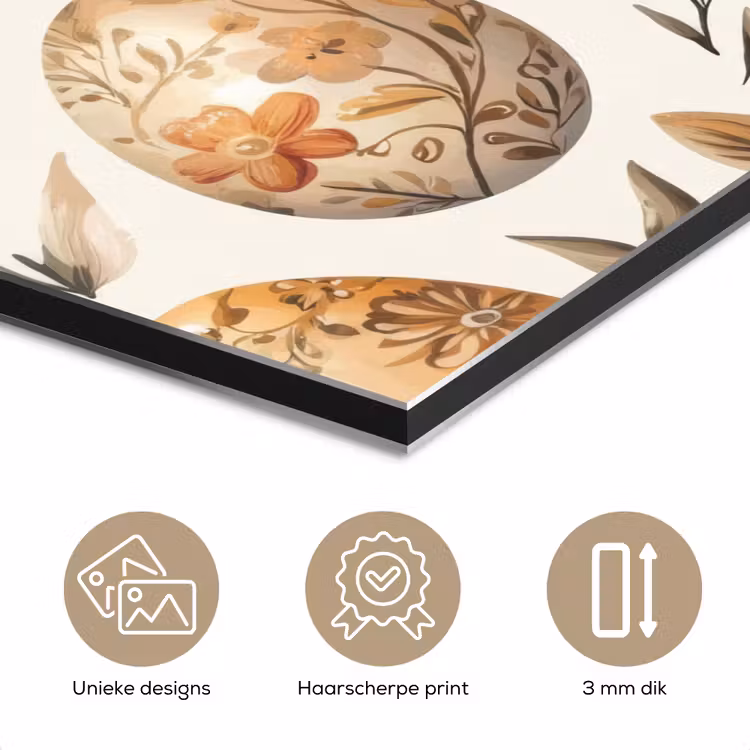 Aluminium schilderij - Paaseieren - Bruin - Bloemen — 7