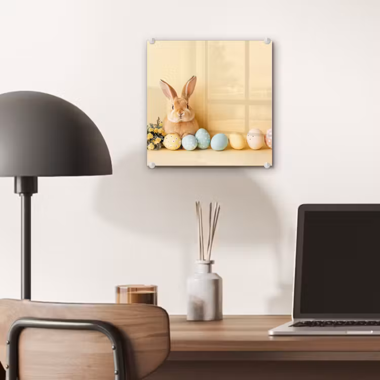 Glas schilderij - Eieren - Konijn - Pasteltinten — 7