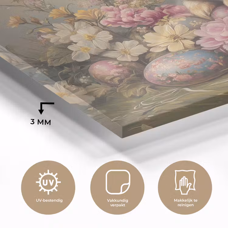 Glas schilderij - Haas - Stilleven - Bloemen — 3