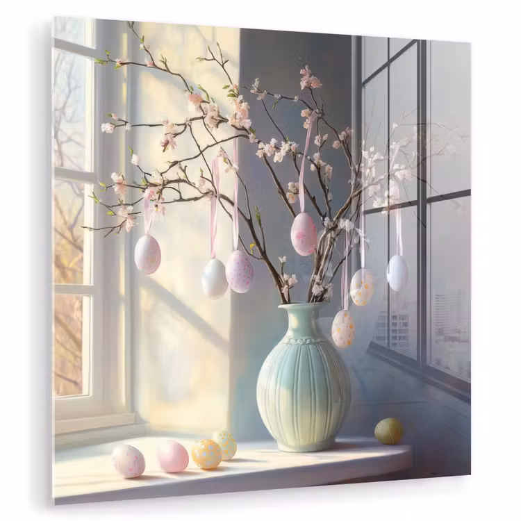 Glas schilderij - Stilleven - Vaas - Paastak — 1